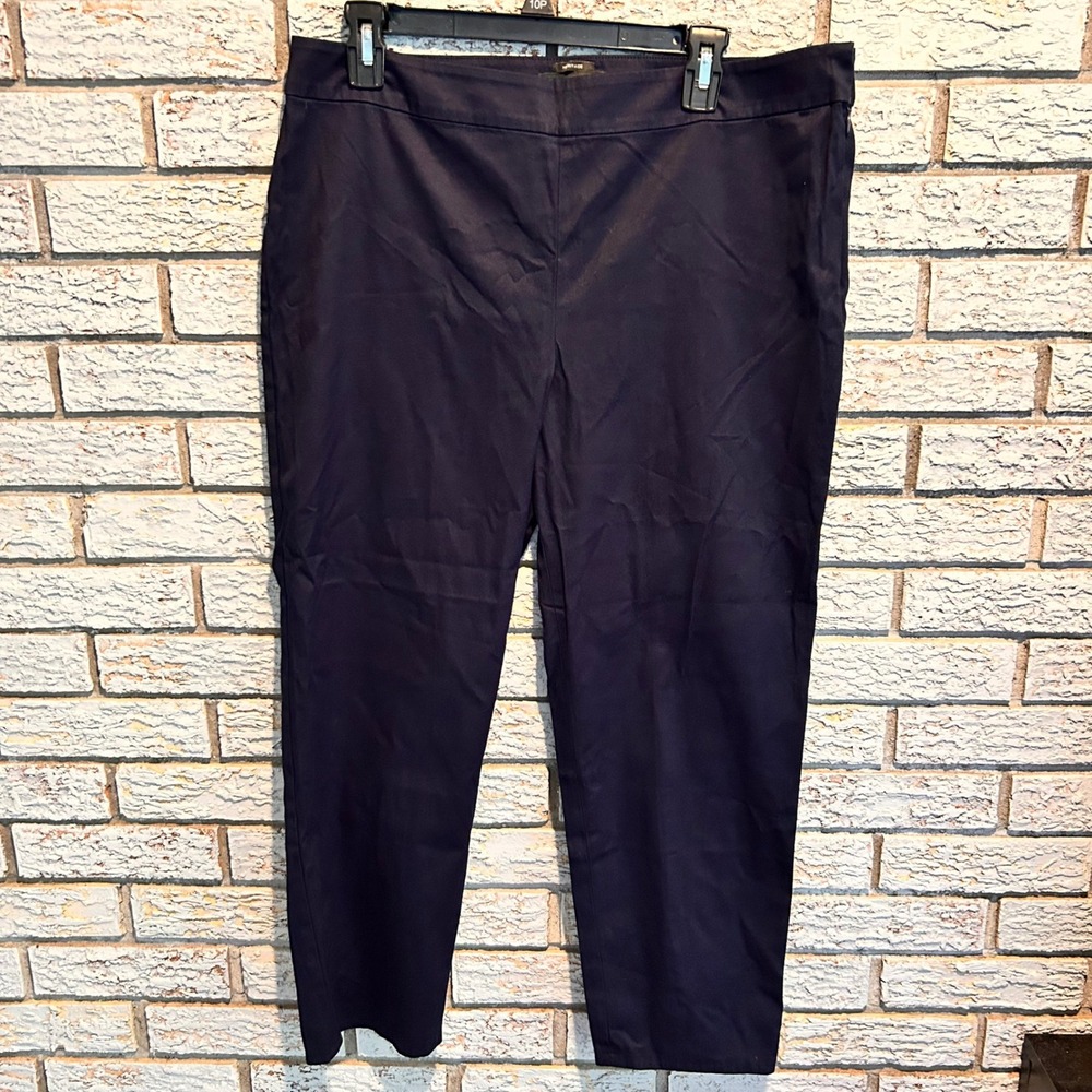 Talbots Heritage Navy Blue Ankle Pants Side Zip Petal Hem Size 12